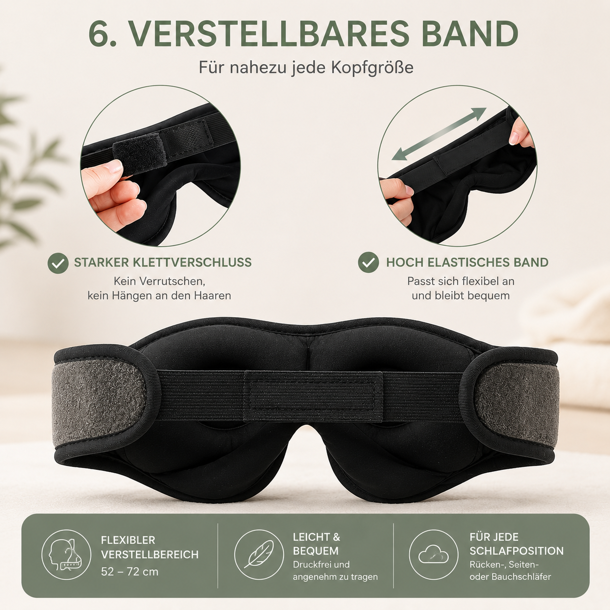 Delux Sanctua Wireless Schlaf Maske, Lichtschutz, Augenpolster