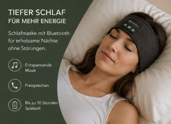 Bluetooth Schlaf und Sport Kopfband Wireless, Lichtschutz, Hörschutz