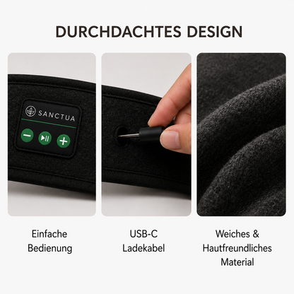 Sanctua Schlaf und Sport Kopfband Wireless, Lichtschutz, Hörschutz
