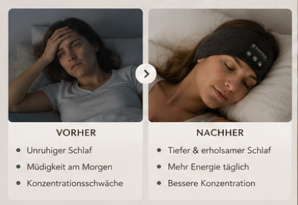 Bluetooth Schlaf und Sport Kopfband Wireless, Lichtschutz, Hörschutz